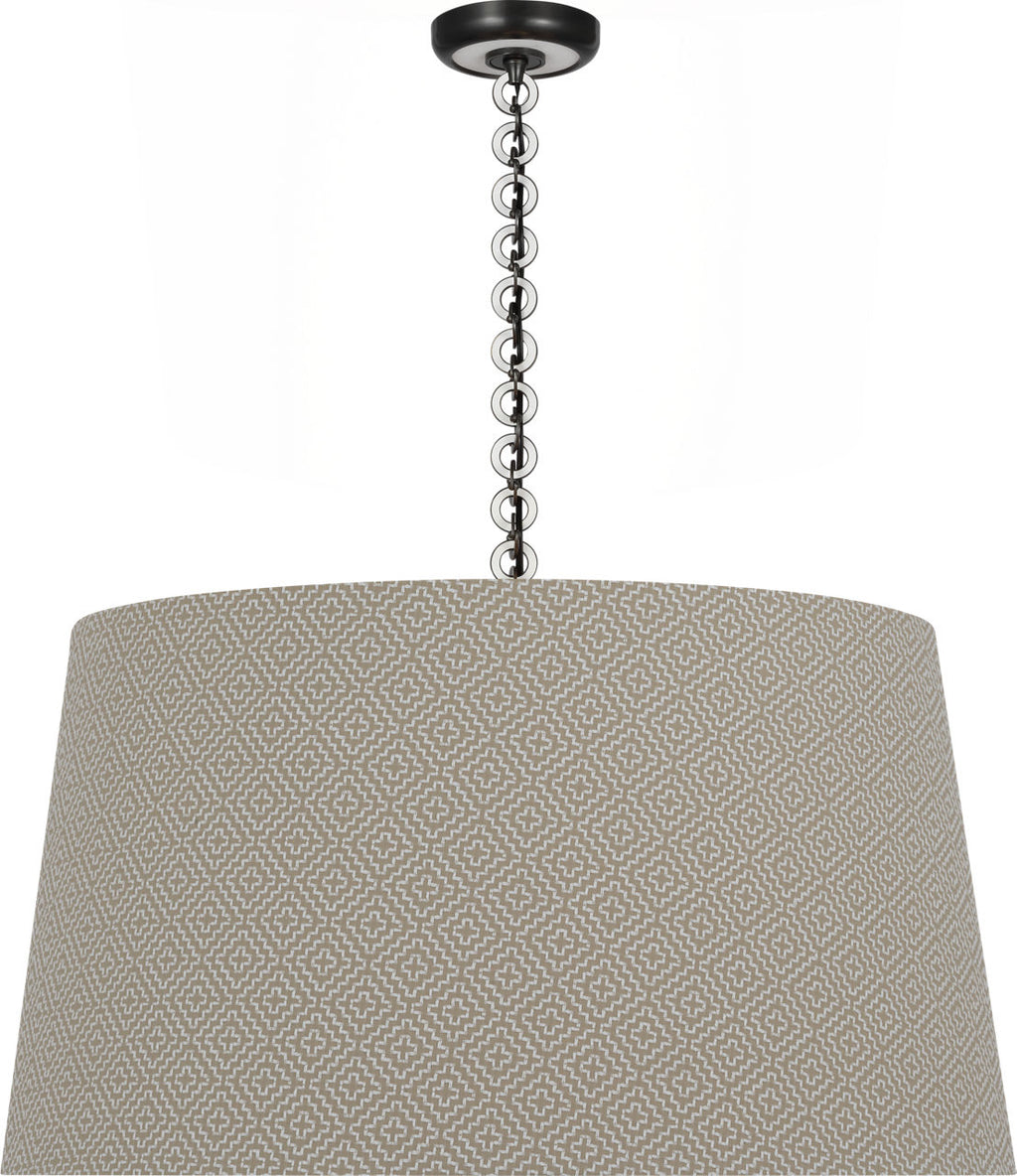 Evelyn 33" Hanging Shade | Bronze and White Oak | Schumacher Dove Soho Weave Shade