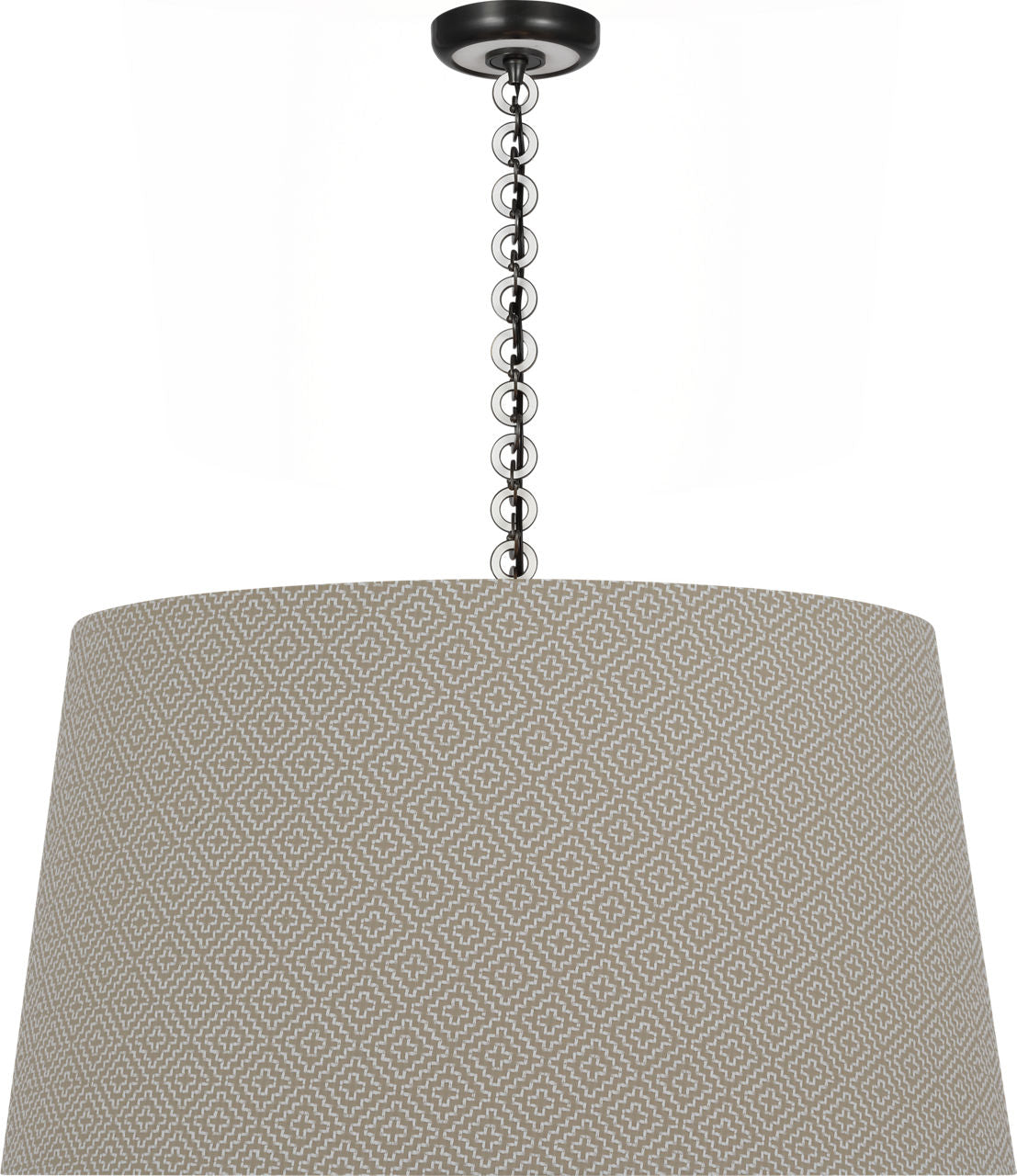 Evelyn 33" Hanging Shade | Bronze and White Oak | Schumacher Dove Soho Weave Shade