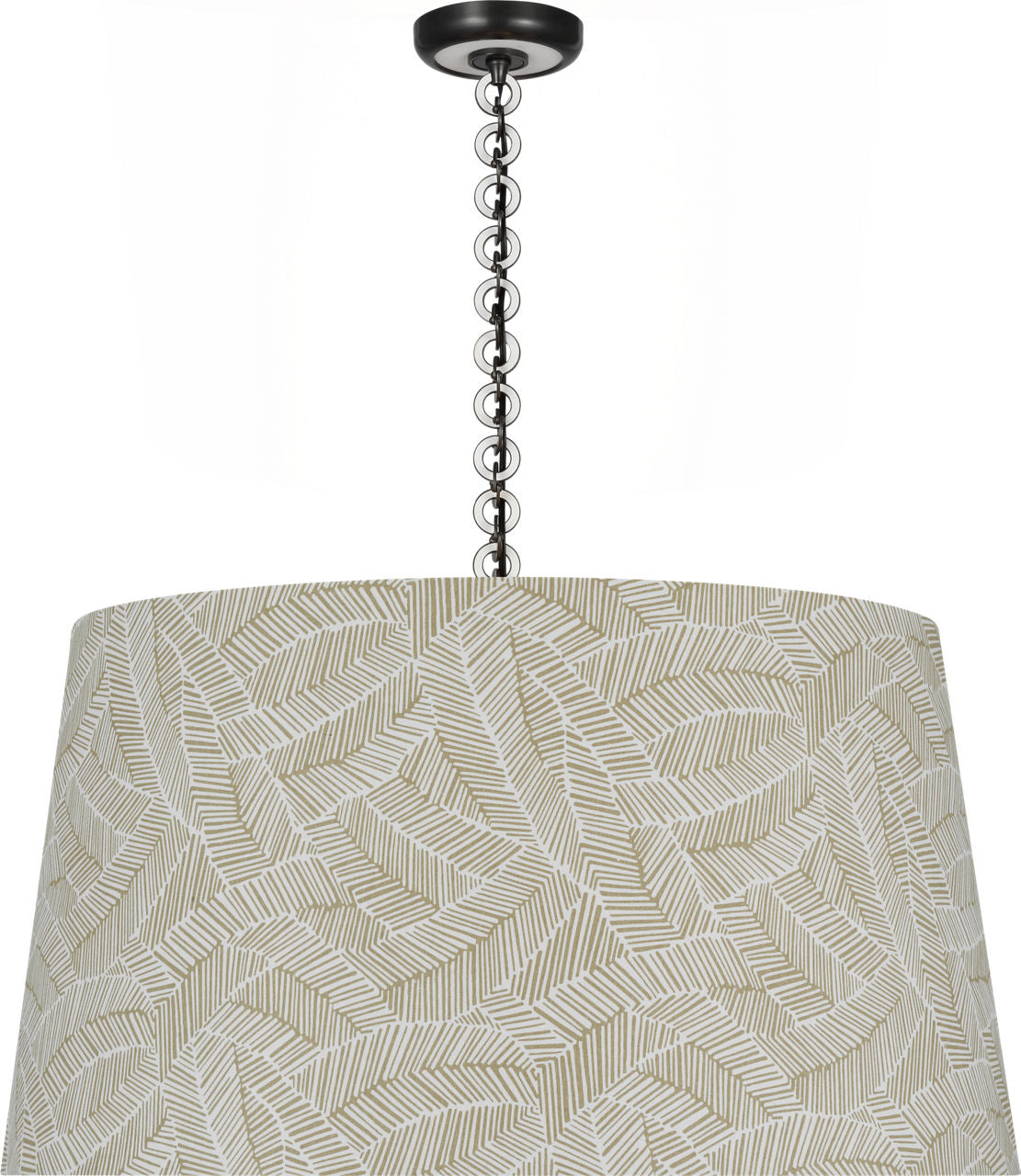Evelyn 33" Hanging Shade | Bronze and White Oak | Schumacher Taupe Abstract Leaf Shade