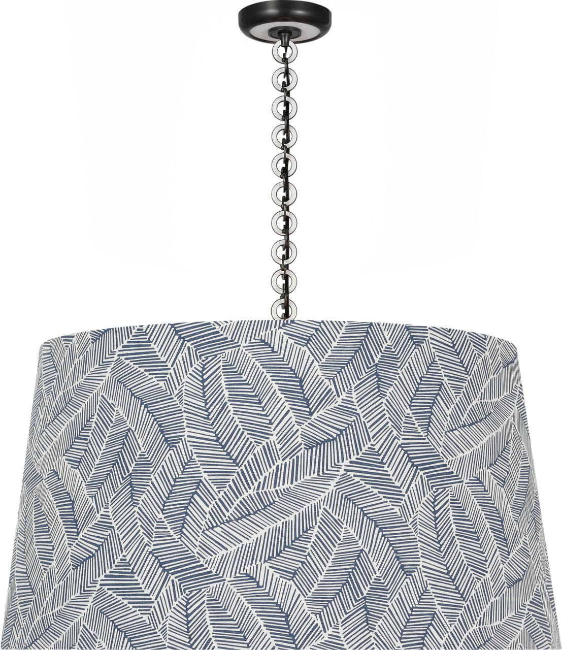 Evelyn 33" Hanging Shade | Bronze and White Oak | Schumacher Navy Abstract Leaf Shade