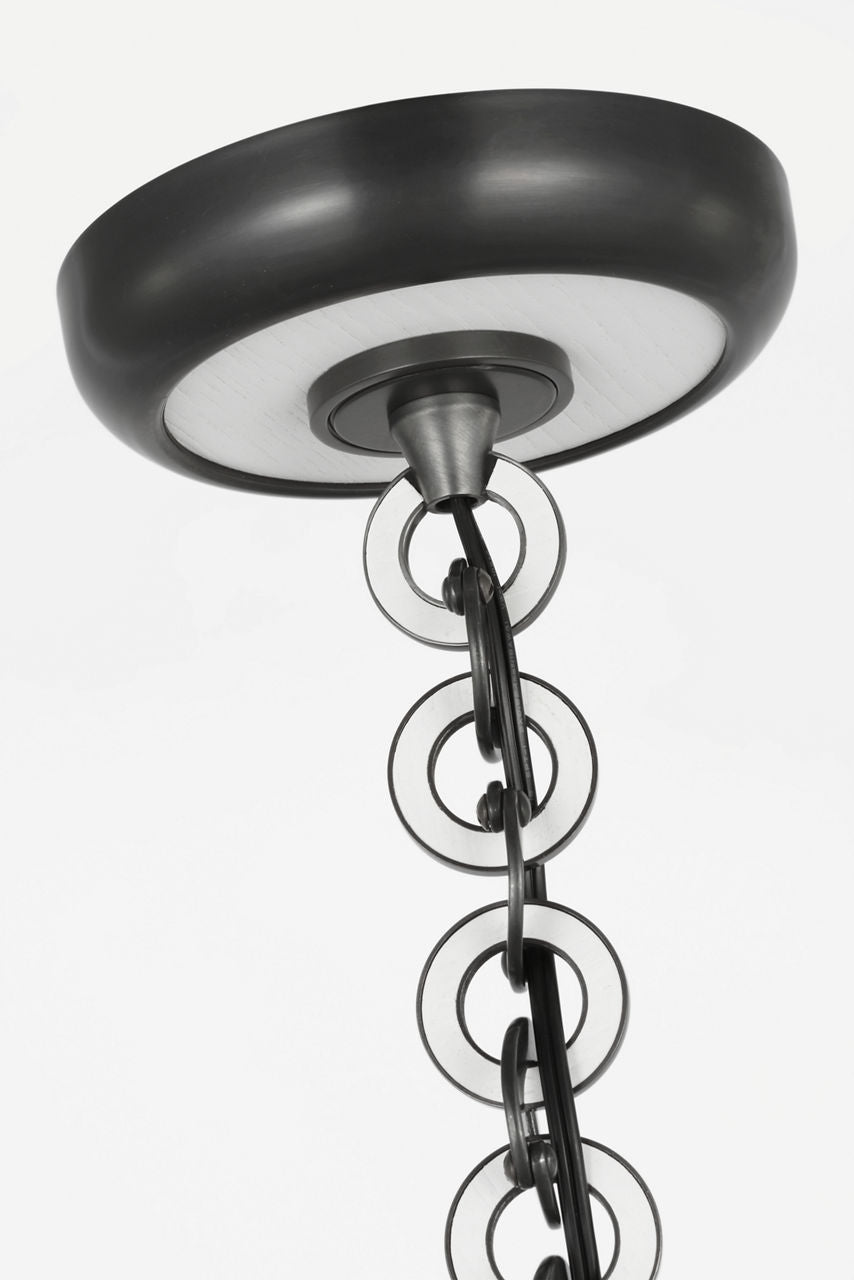 Evelyn 33" Hanging Shade | Bronze and White Oak | Schumacher Natural Mohave Shade