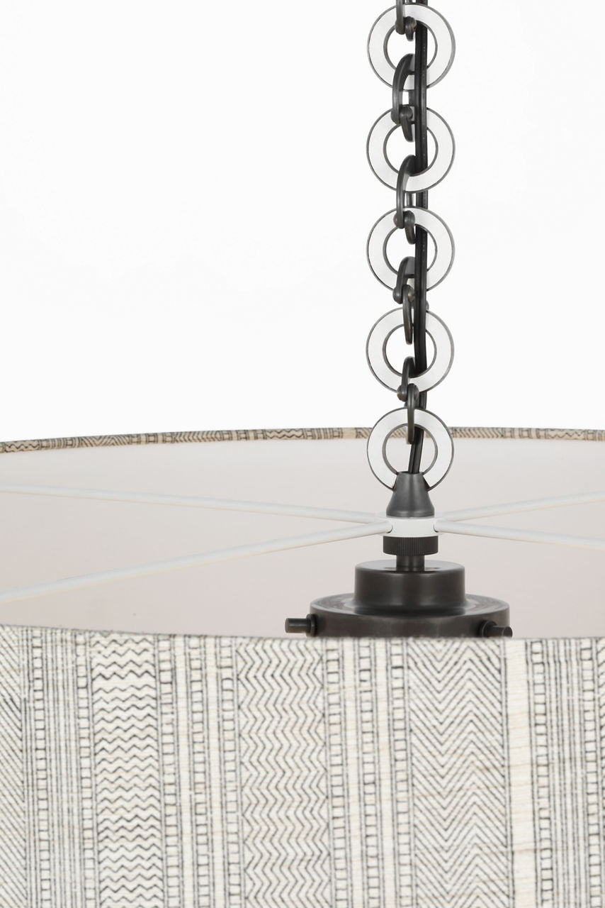 Evelyn 33" Hanging Shade | Bronze and White Oak | Schumacher Natural Mohave Shade