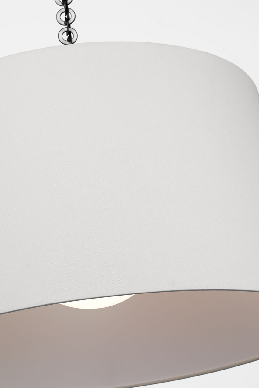 Evelyn 33" Hanging Shade | Bronze and White Oak | Linen Shade