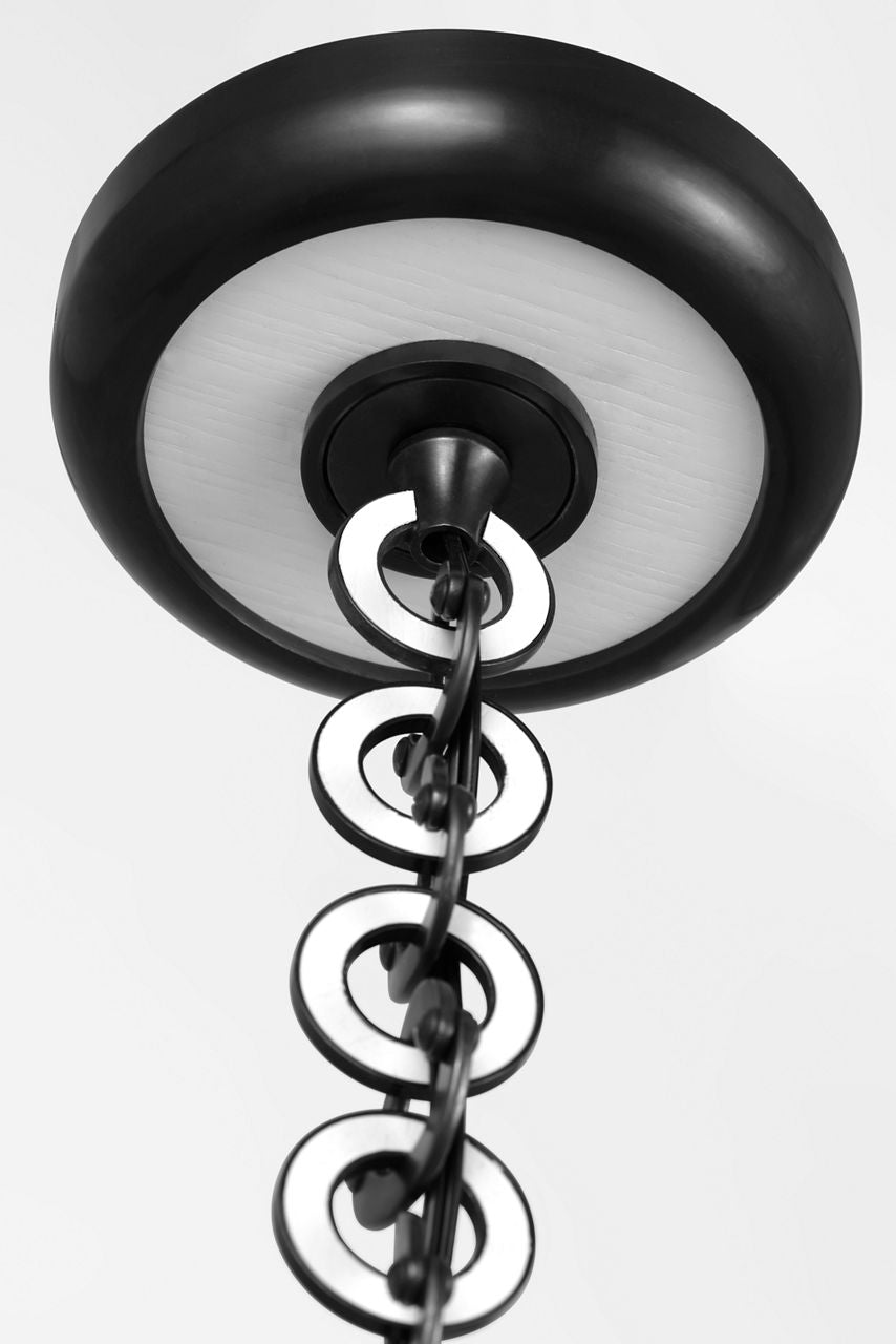Evelyn 33" Hanging Shade | Bronze and White Oak | Linen Shade