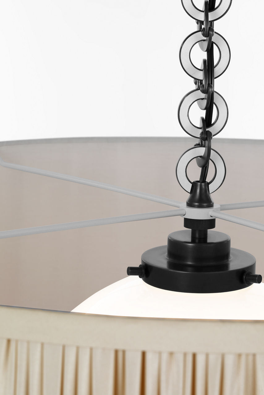 Evelyn 33" Hanging Shade | Bronze and White Oak | Champagne Silk Pleated Shade