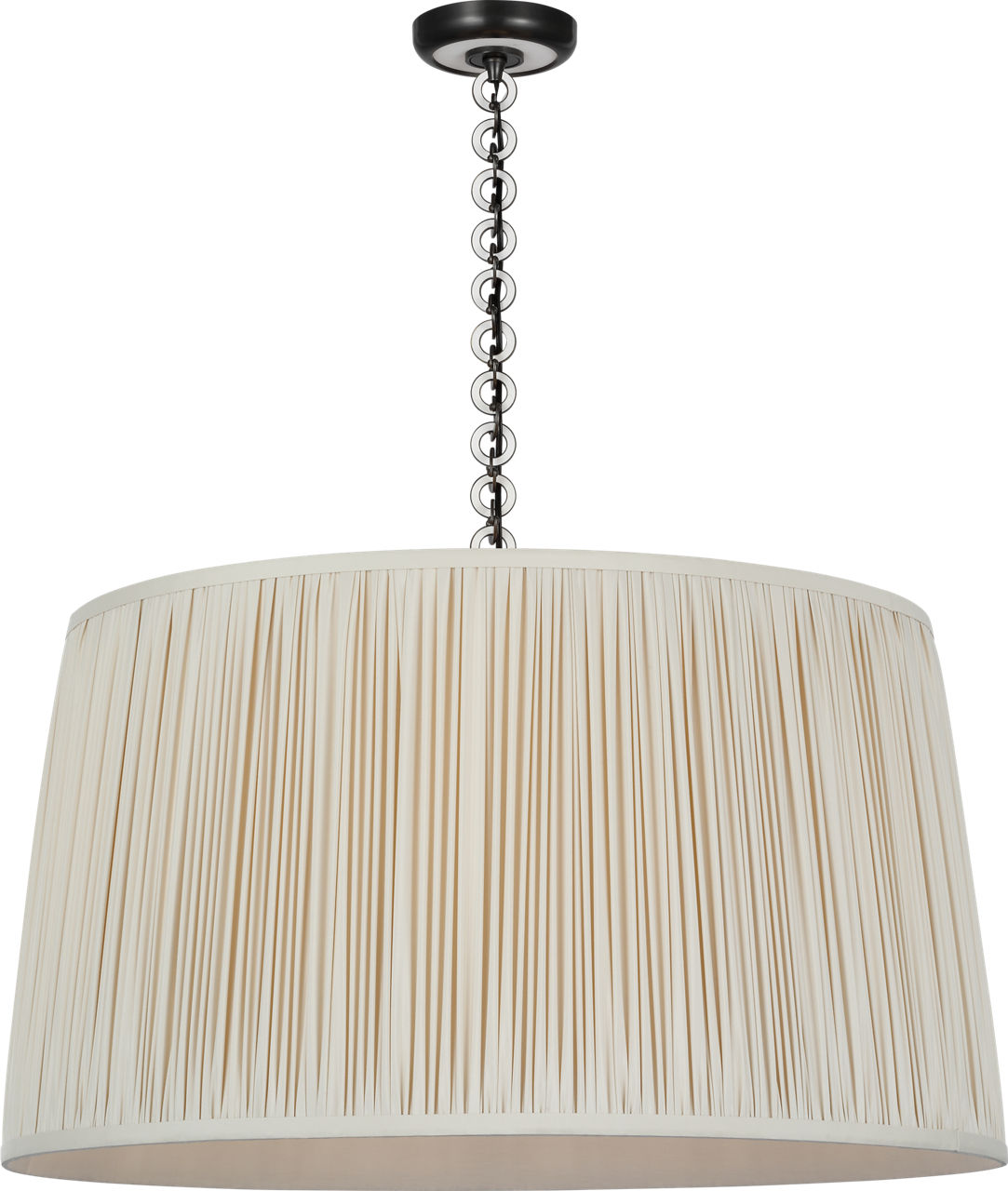 Evelyn 33" Hanging Shade | Bronze and White Oak | Champagne Silk Pleated Shade