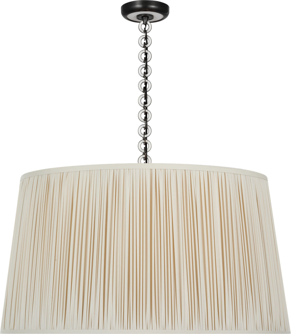 Evelyn 33" Hanging Shade | Bronze and White Oak | Champagne Silk Pleated Shade
