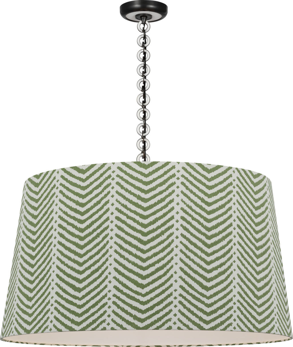 Evelyn 33" Hanging Shade | Bronze and White Oak | Schumacher Verde La Jolla Shade
