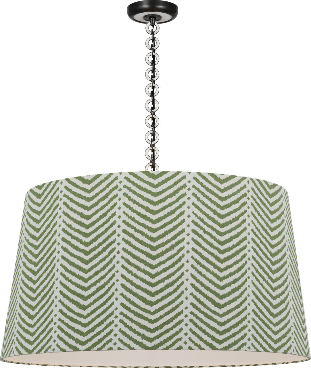 Evelyn 33" Hanging Shade | Bronze and White Oak | Schumacher Verde La Jolla Shade
