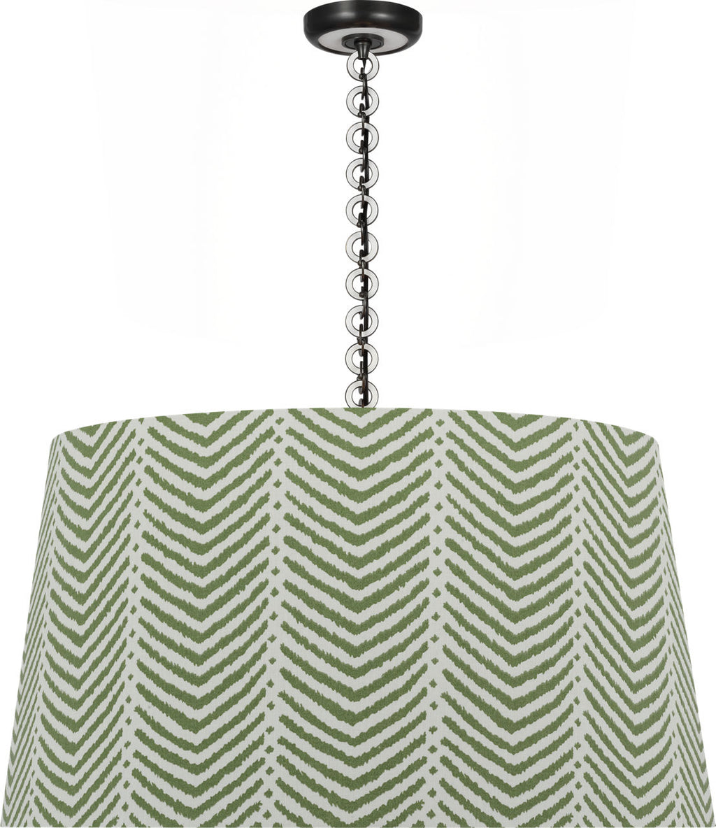 Evelyn 33" Hanging Shade | Bronze and White Oak | Schumacher Verde La Jolla Shade