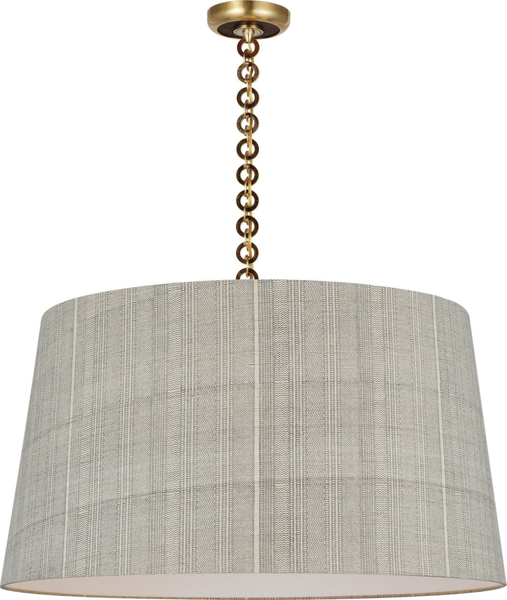 Evelyn 33" Hanging Shade | Hand-Rubbed Antique Brass and Natural Oak | Schumacher Natural Mohave Shade