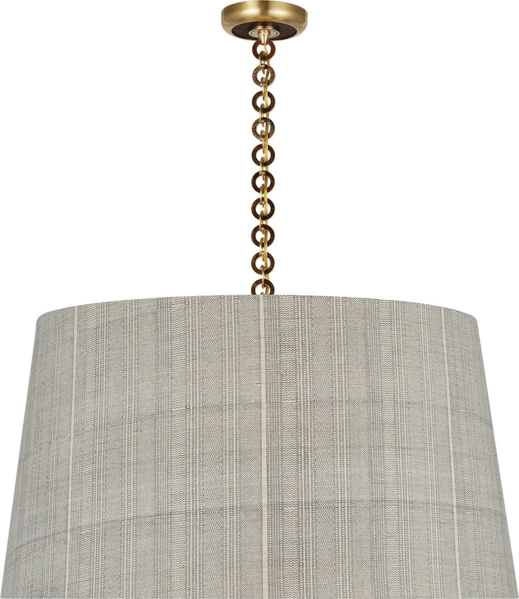 Evelyn 33" Hanging Shade | Hand-Rubbed Antique Brass and Natural Oak | Schumacher Natural Mohave Shade