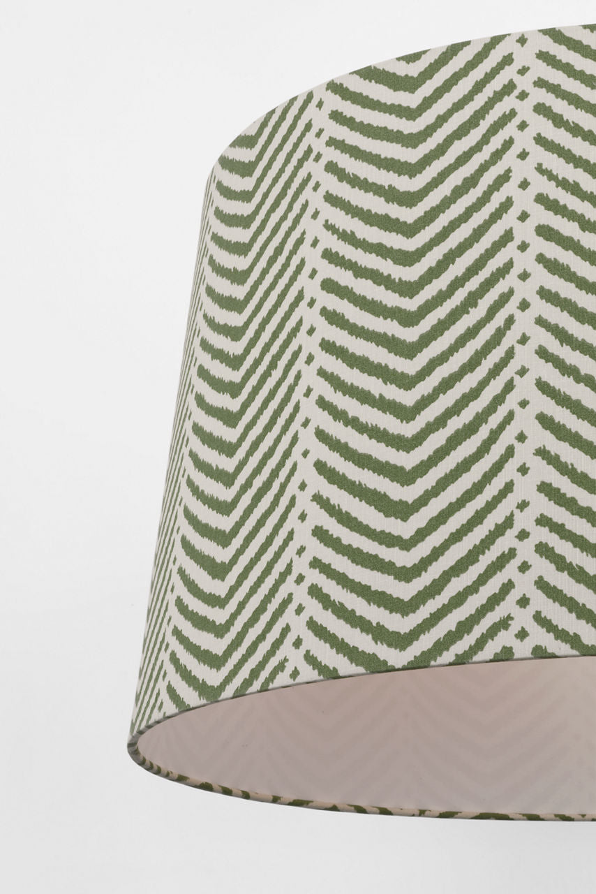 Evelyn 33" Hanging Shade | Hand-Rubbed Antique Brass and Natural Oak | Schumacher Verde La Jolla Shade