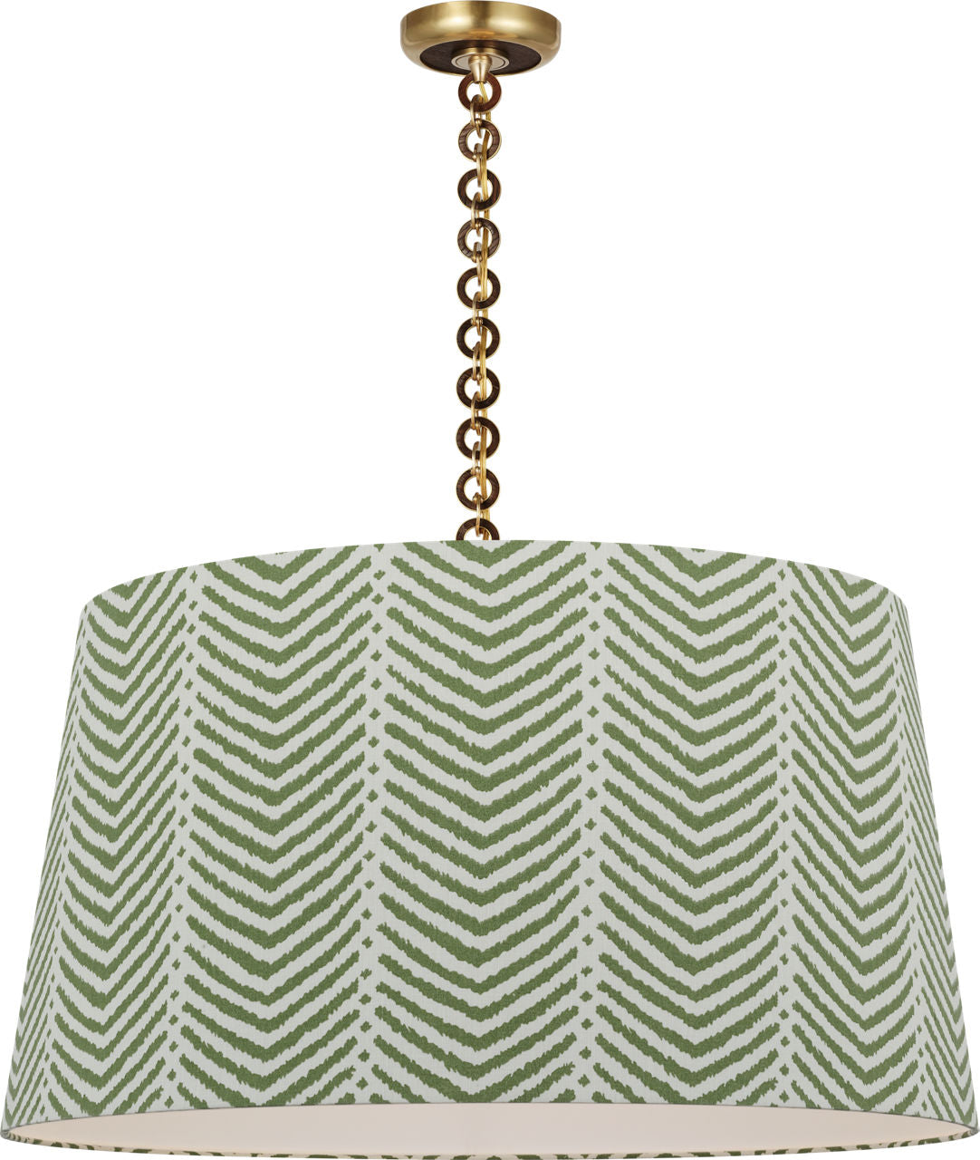 Evelyn 33" Hanging Shade | Hand-Rubbed Antique Brass and Natural Oak | Schumacher Verde La Jolla Shade
