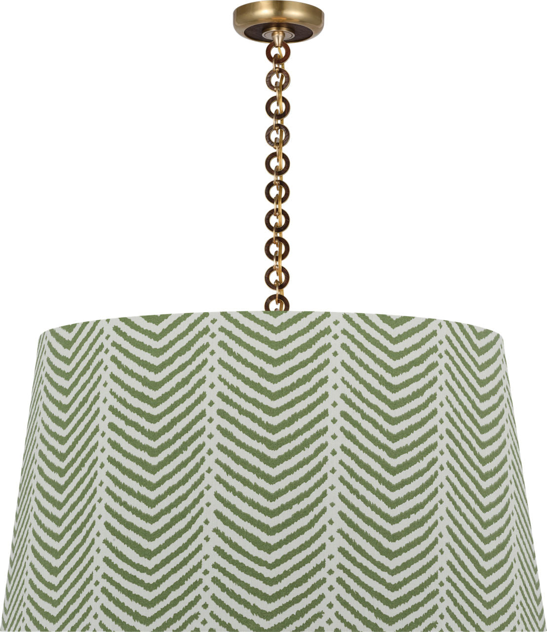 Evelyn 33" Hanging Shade | Hand-Rubbed Antique Brass and Natural Oak | Schumacher Verde La Jolla Shade