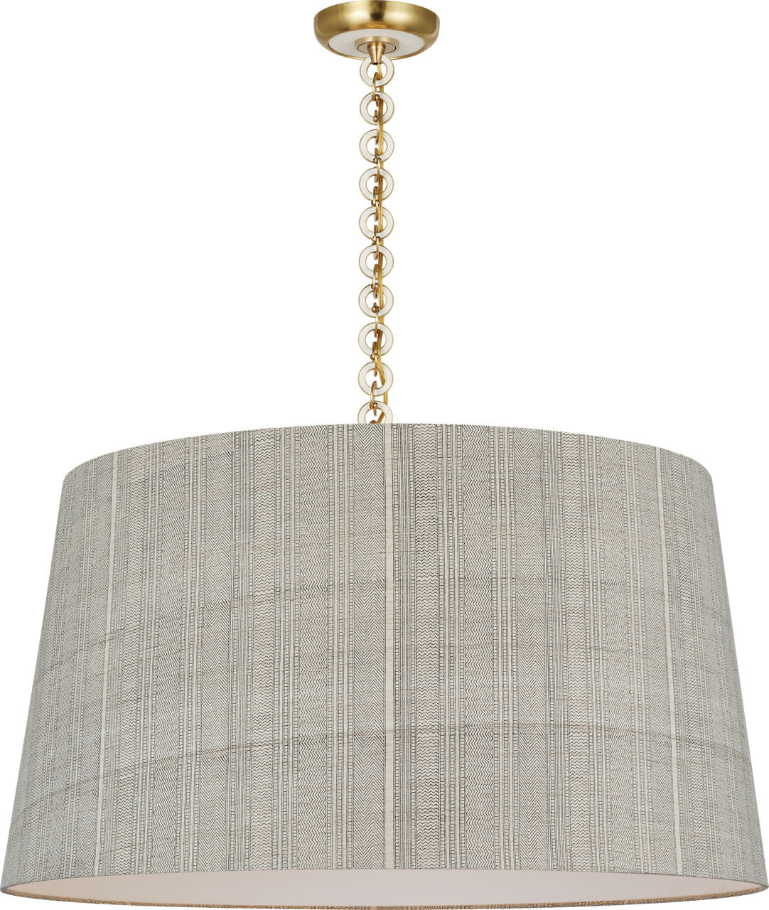 Evelyn 33" Hanging Shade | Hand-Rubbed Antique Brass and White Oak | Schumacher Natural Mohave Shade