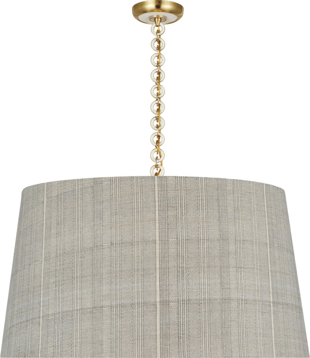 Evelyn 33" Hanging Shade | Hand-Rubbed Antique Brass and White Oak | Schumacher Natural Mohave Shade
