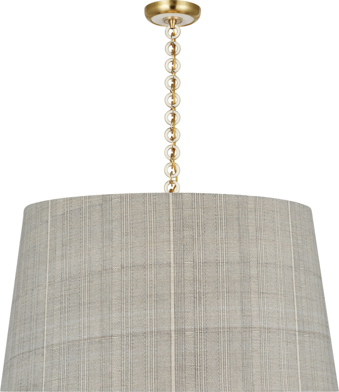 Evelyn 33" Hanging Shade | Hand-Rubbed Antique Brass and White Oak | Schumacher Natural Mohave Shade