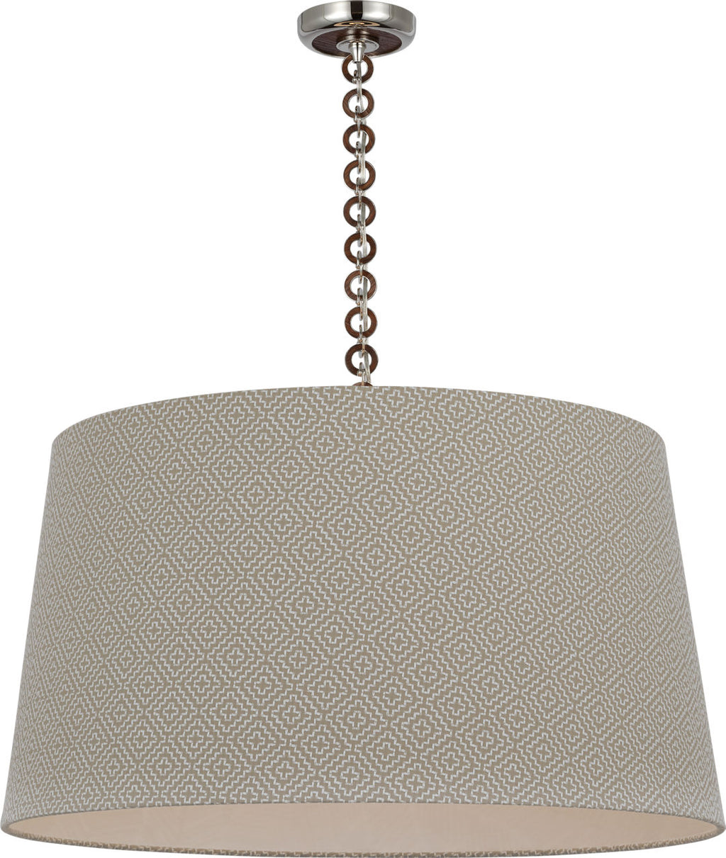 Evelyn 33" Hanging Shade | Polished Nickel and Natural Oak | Schumacher Dove Soho Weave Shade