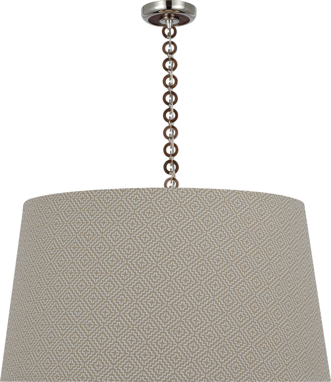 Evelyn 33" Hanging Shade | Polished Nickel and Natural Oak | Schumacher Dove Soho Weave Shade