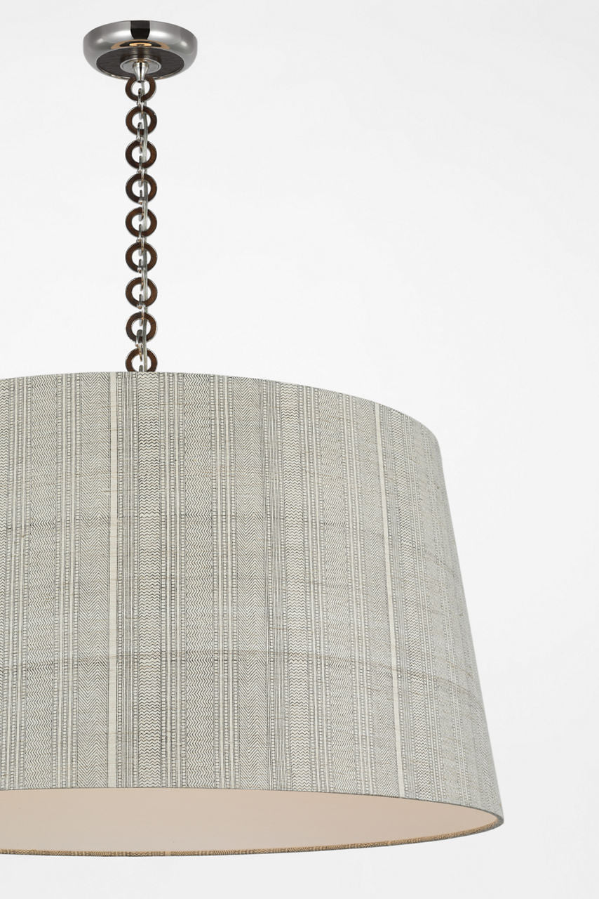 Evelyn 33" Hanging Shade | Polished Nickel and Natural Oak | Schumacher Natural Mohave Shade