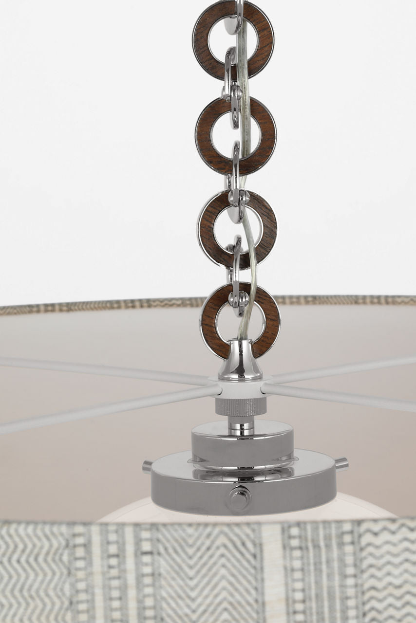 Evelyn 33" Hanging Shade | Polished Nickel and Natural Oak | Schumacher Natural Mohave Shade