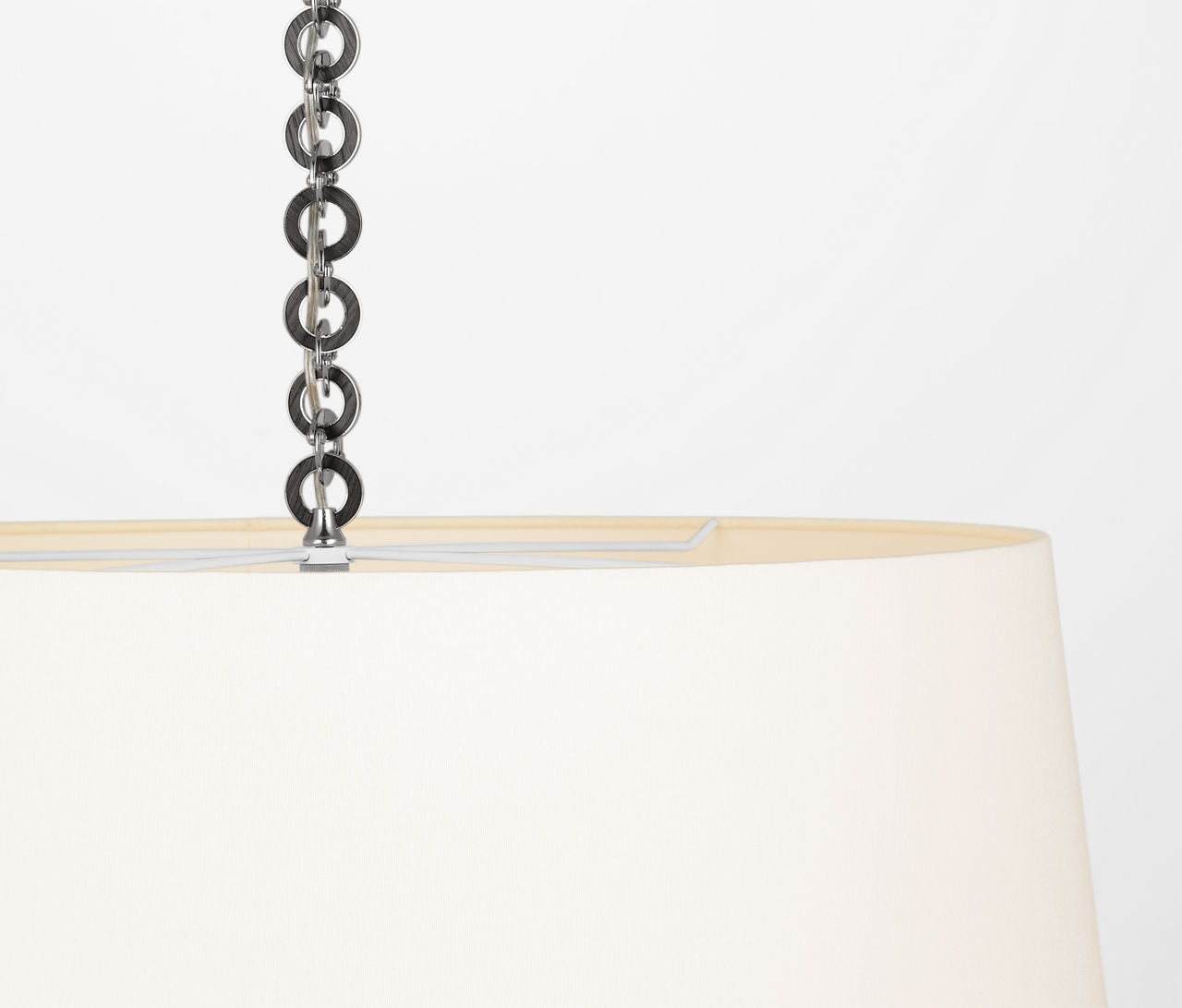 Evelyn 33" Hanging Shade | Polished Nickel and Natural Oak | Linen Shade