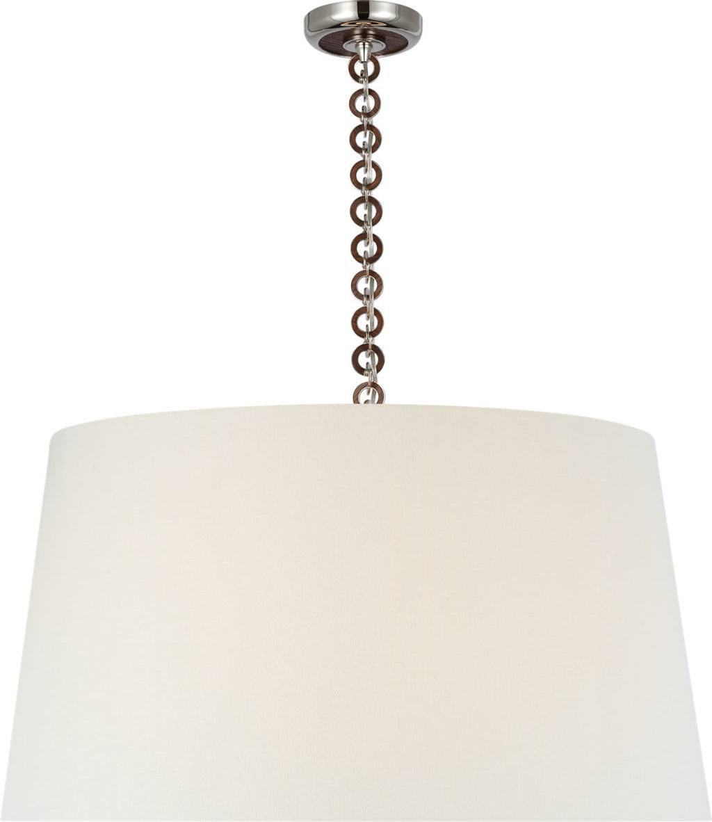 Evelyn 33" Hanging Shade | Polished Nickel and Natural Oak | Linen Shade