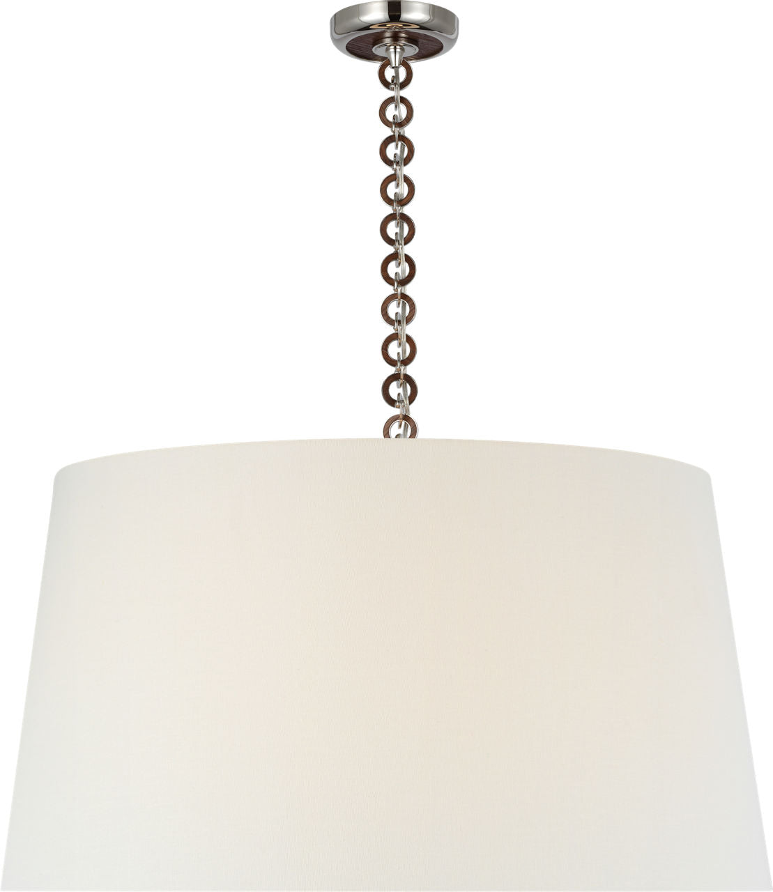 Evelyn 33" Hanging Shade | Polished Nickel and Natural Oak | Linen Shade