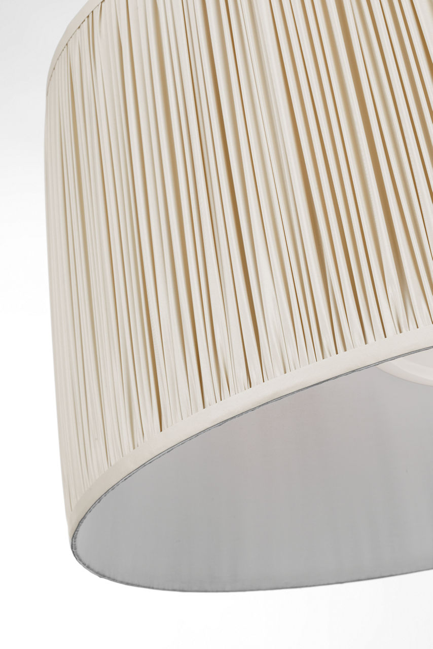 Evelyn 33" Hanging Shade | Polished Nickel and Natural Oak | Champagne Silk Pleated Shade