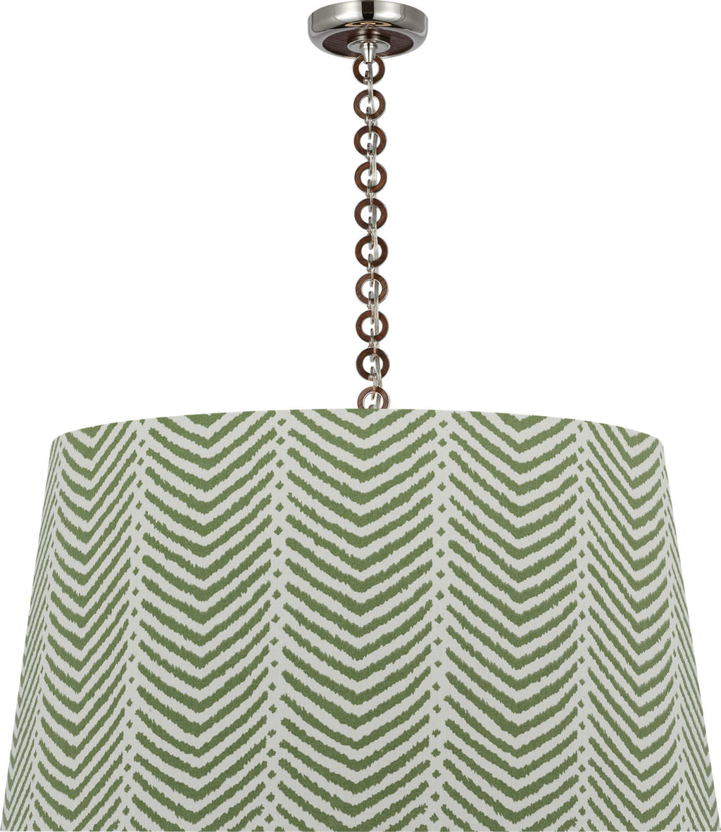 Evelyn 33" Hanging Shade | Polished Nickel and Natural Oak | Schumacher Verde La Jolla Shade
