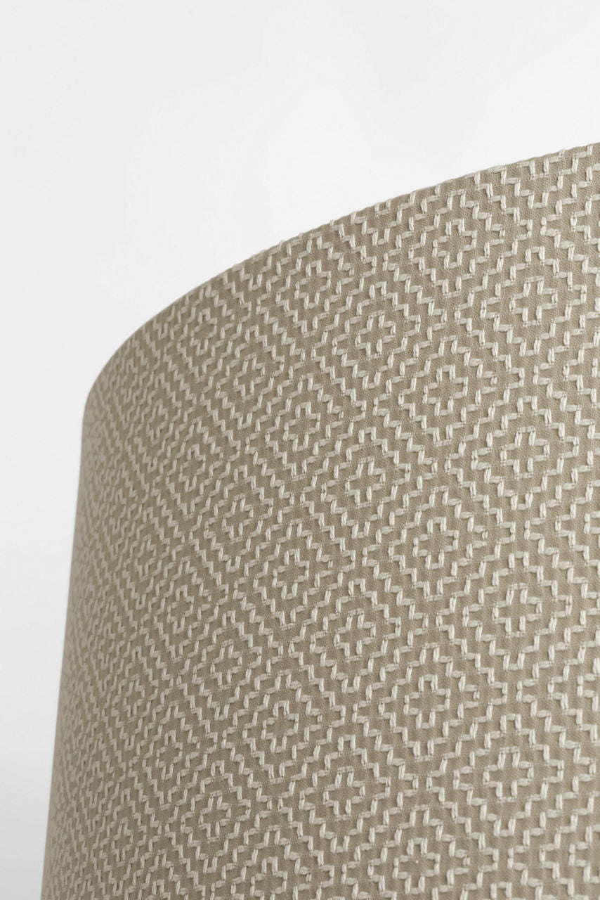 Evelyn 33" Hanging Shade | Polished Nickel and White Oak | Schumacher Dove Soho Weave Shade