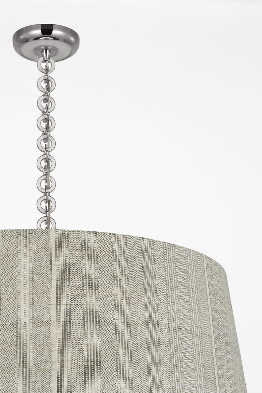Evelyn 33" Hanging Shade | Polished Nickel and White Oak | Schumacher Natural Mohave Shade