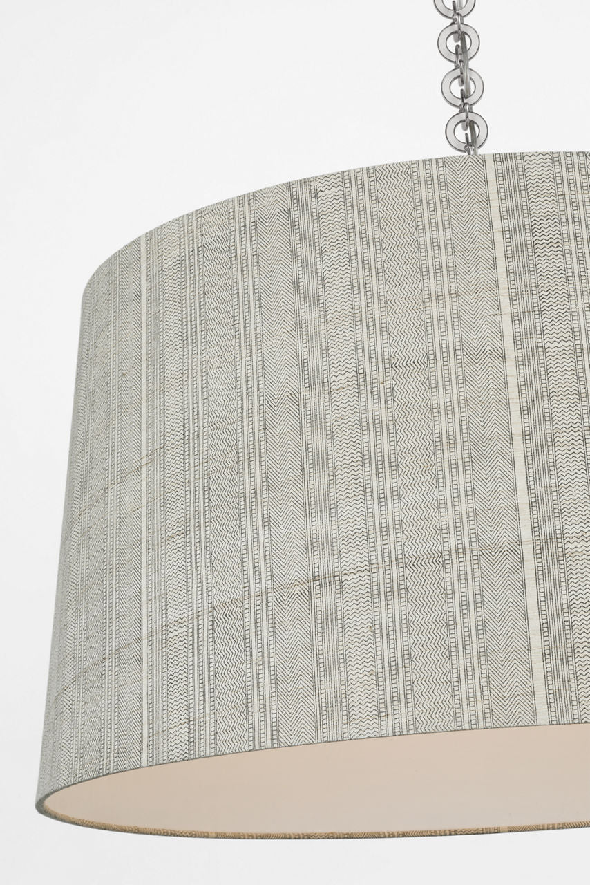 Evelyn 33" Hanging Shade | Polished Nickel and White Oak | Schumacher Natural Mohave Shade