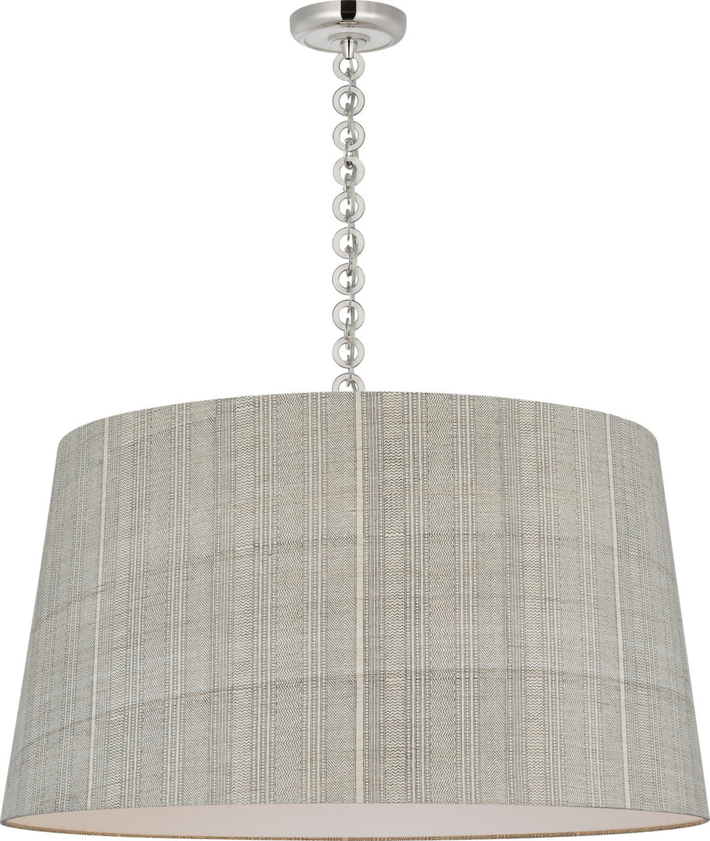 Evelyn 33" Hanging Shade | Polished Nickel and White Oak | Schumacher Natural Mohave Shade