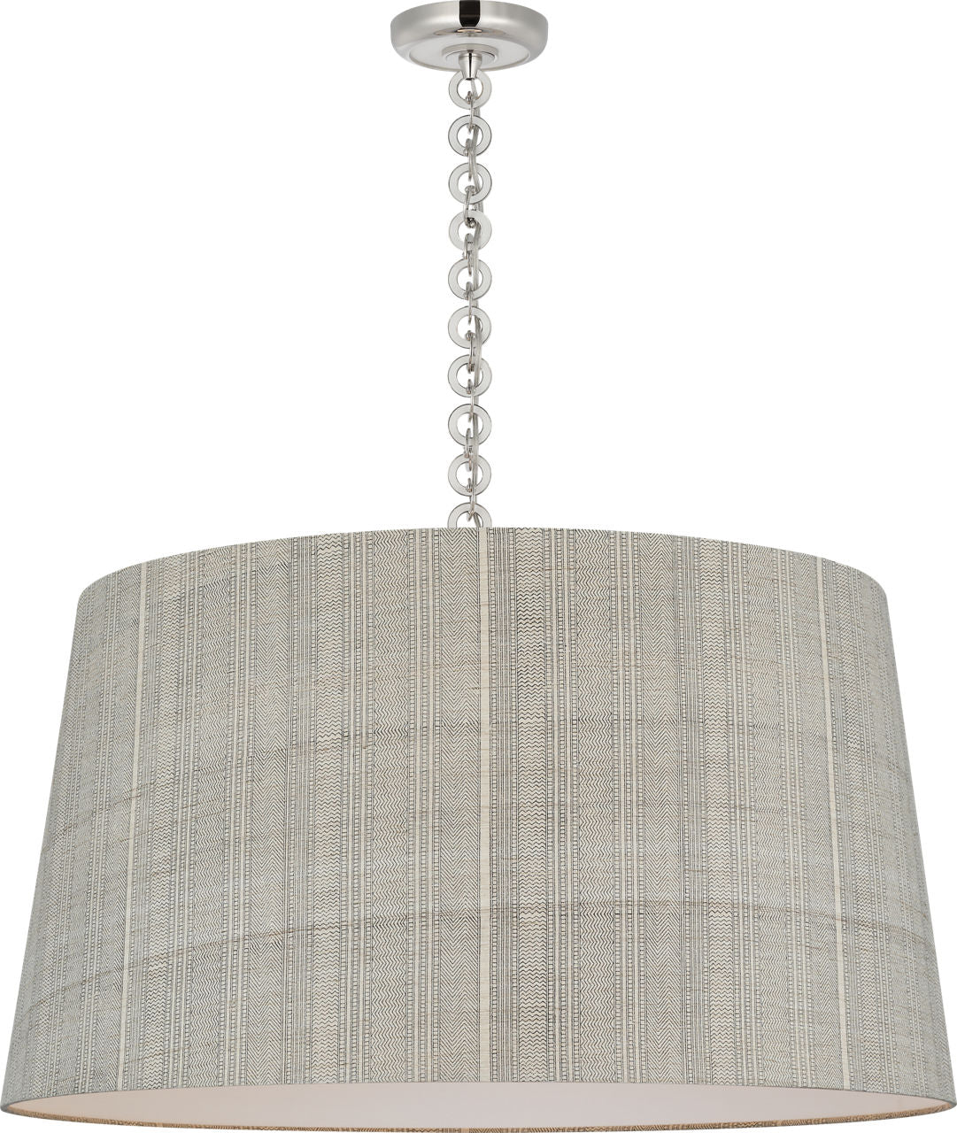 Evelyn 33" Hanging Shade | Polished Nickel and White Oak | Schumacher Natural Mohave Shade