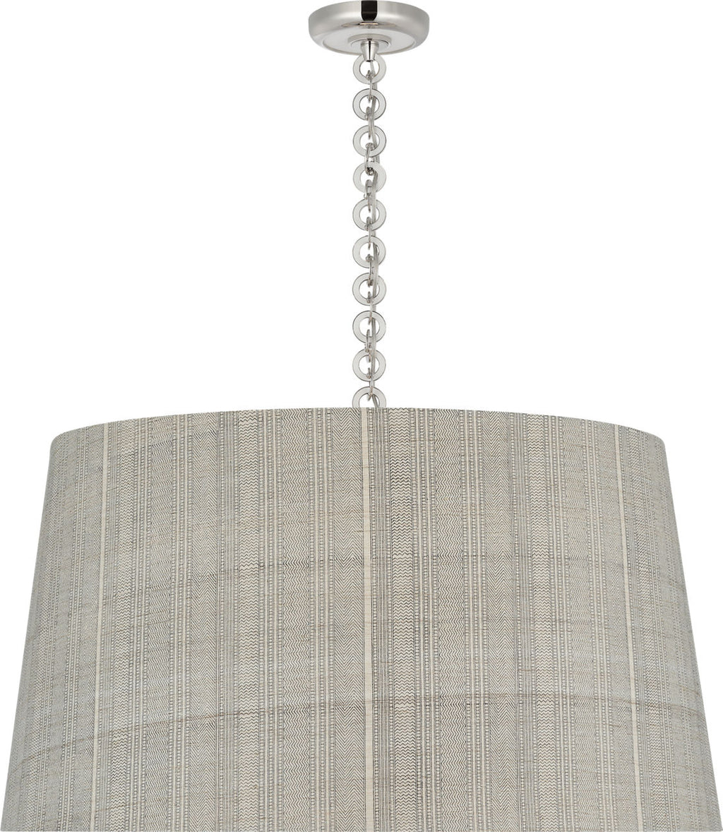 Evelyn 33" Hanging Shade | Polished Nickel and White Oak | Schumacher Natural Mohave Shade