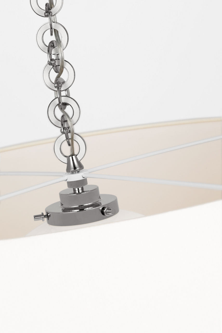 Evelyn 33" Hanging Shade | Polished Nickel and White Oak | Linen Shade