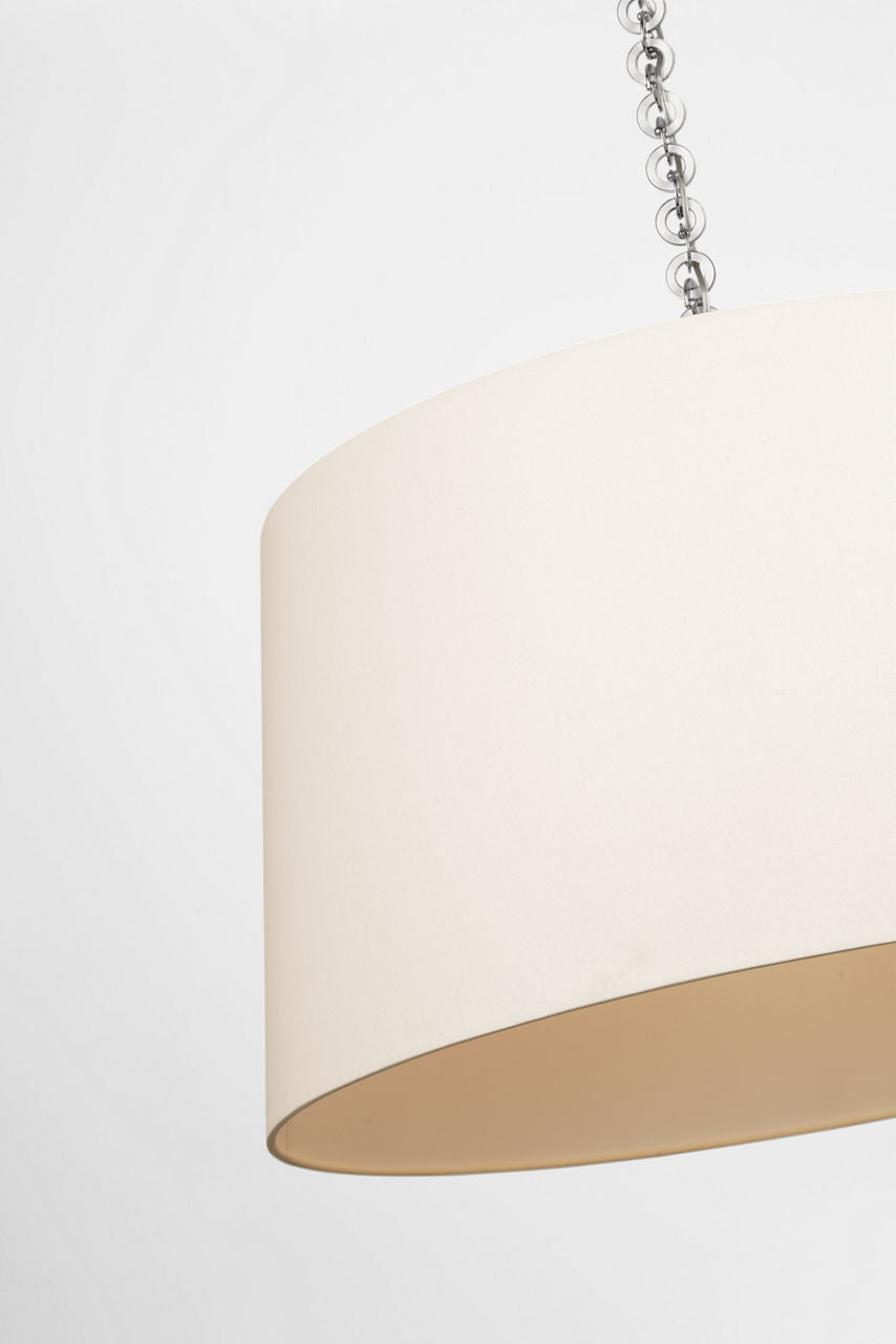 Evelyn 33" Hanging Shade | Polished Nickel and White Oak | Linen Shade