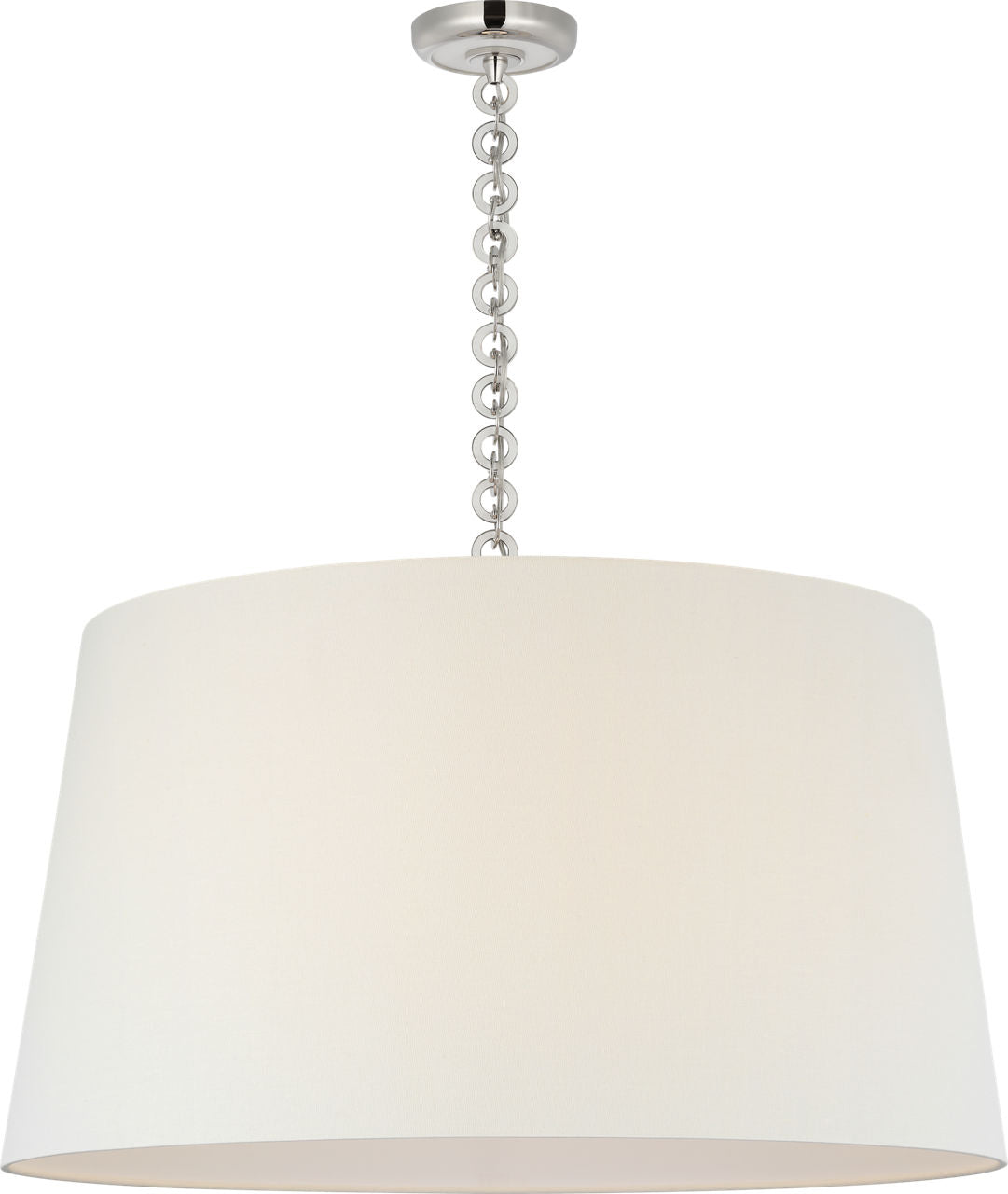 Evelyn 33" Hanging Shade | Polished Nickel and White Oak | Linen Shade