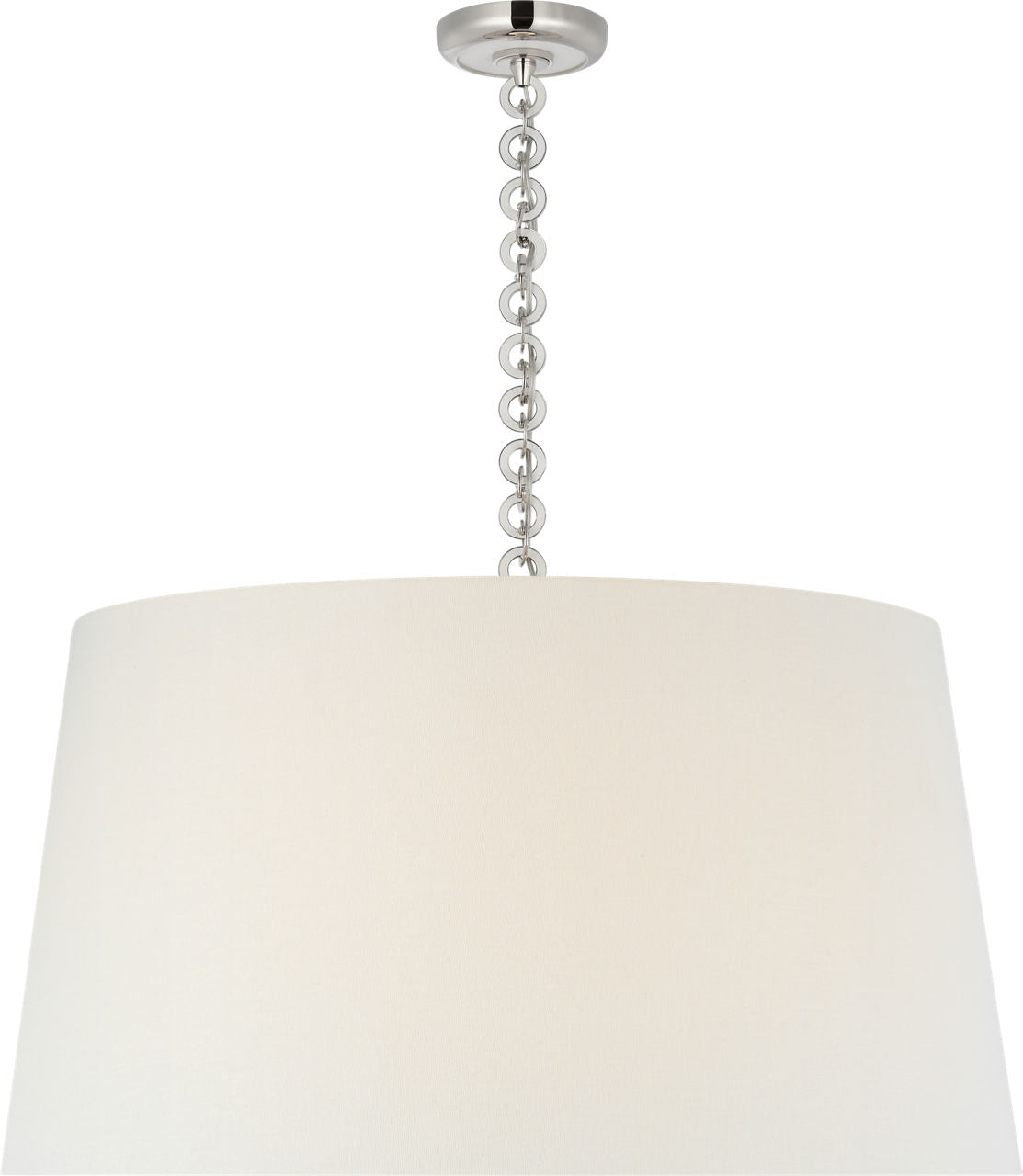 Evelyn 33" Hanging Shade | Polished Nickel and White Oak | Linen Shade