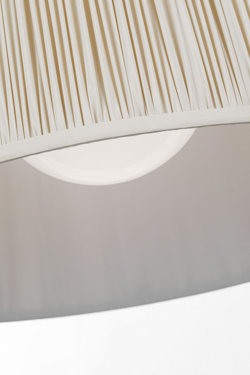 Evelyn 33" Hanging Shade | Polished Nickel and White Oak | Champagne Silk Pleated Shade