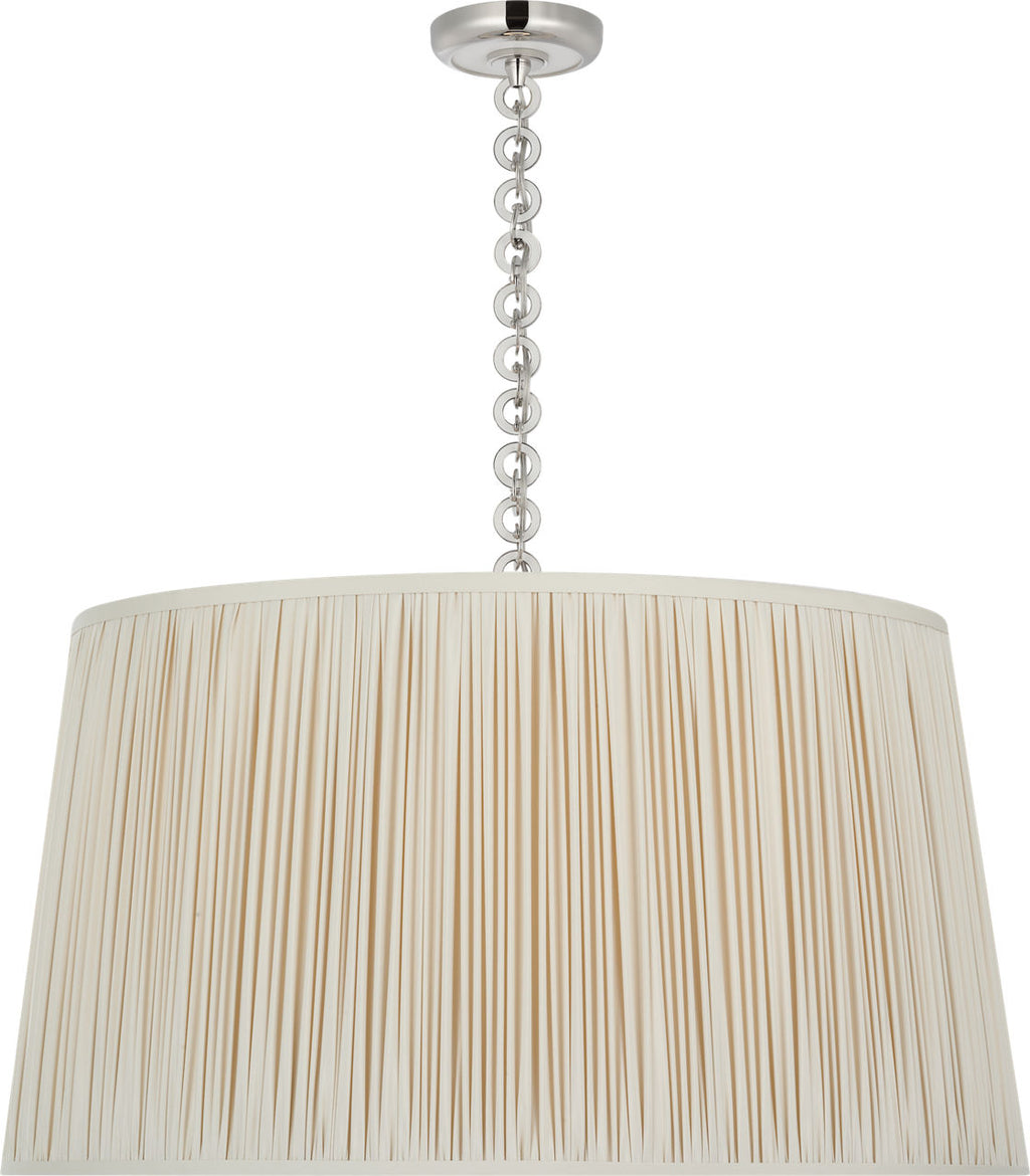 Evelyn 33" Hanging Shade | Polished Nickel and White Oak | Champagne Silk Pleated Shade
