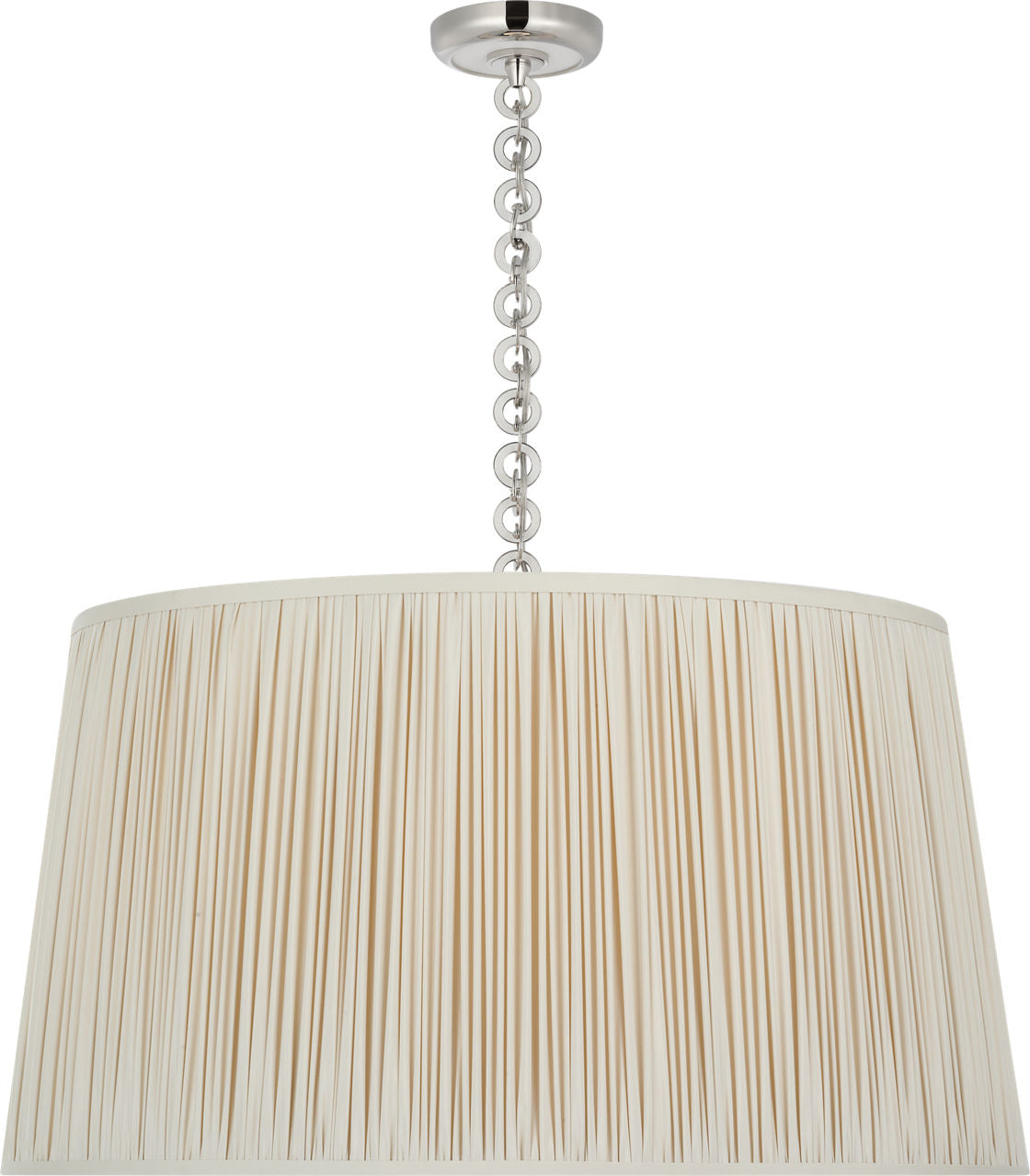 Evelyn 33" Hanging Shade | Polished Nickel and White Oak | Champagne Silk Pleated Shade