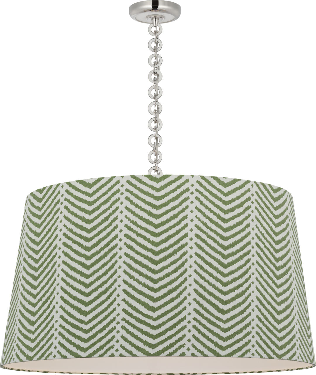 Evelyn 33" Hanging Shade | Polished Nickel and White Oak | Schumacher Verde La Jolla Shade