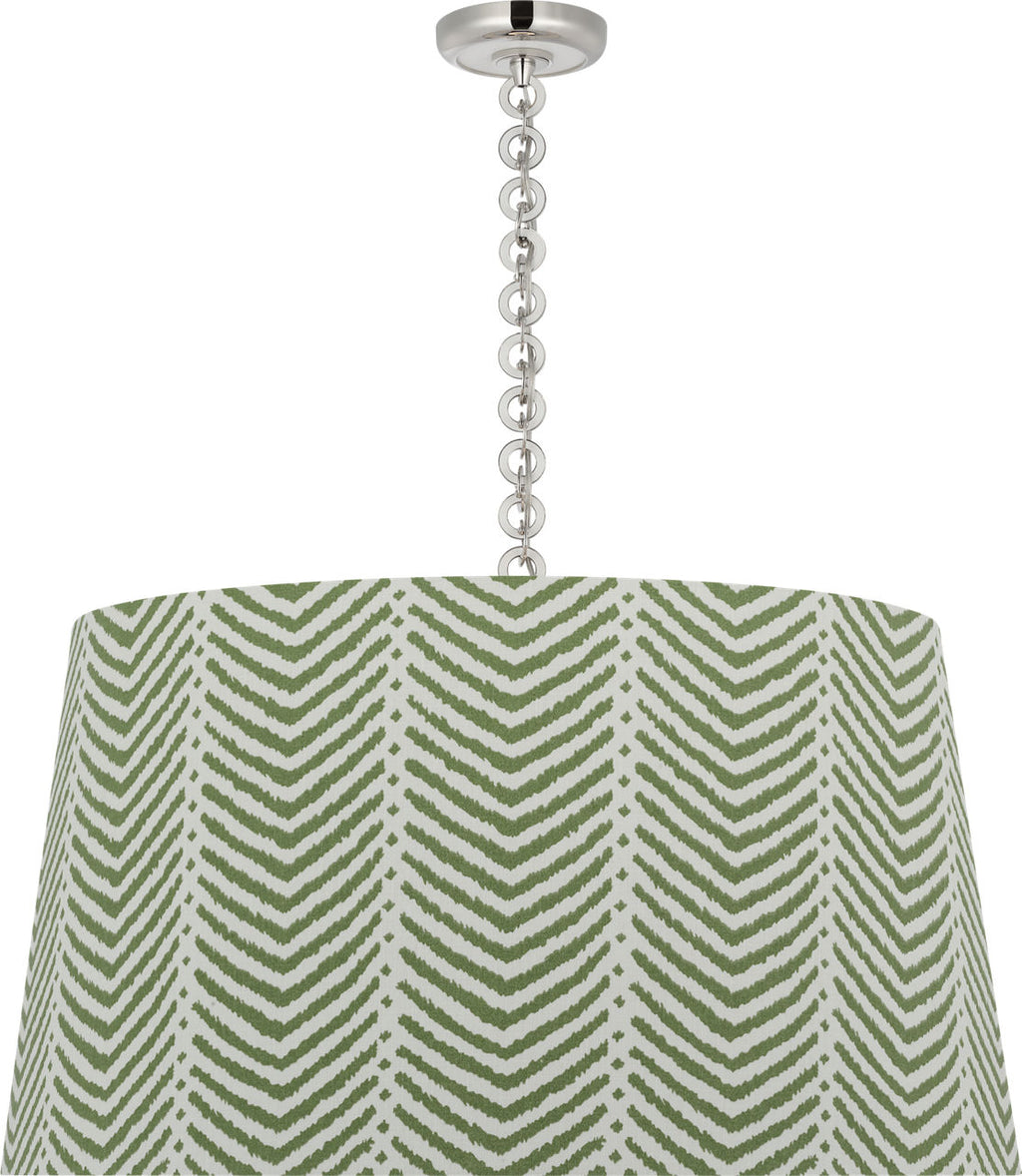 Evelyn 33" Hanging Shade | Polished Nickel and White Oak | Schumacher Verde La Jolla Shade