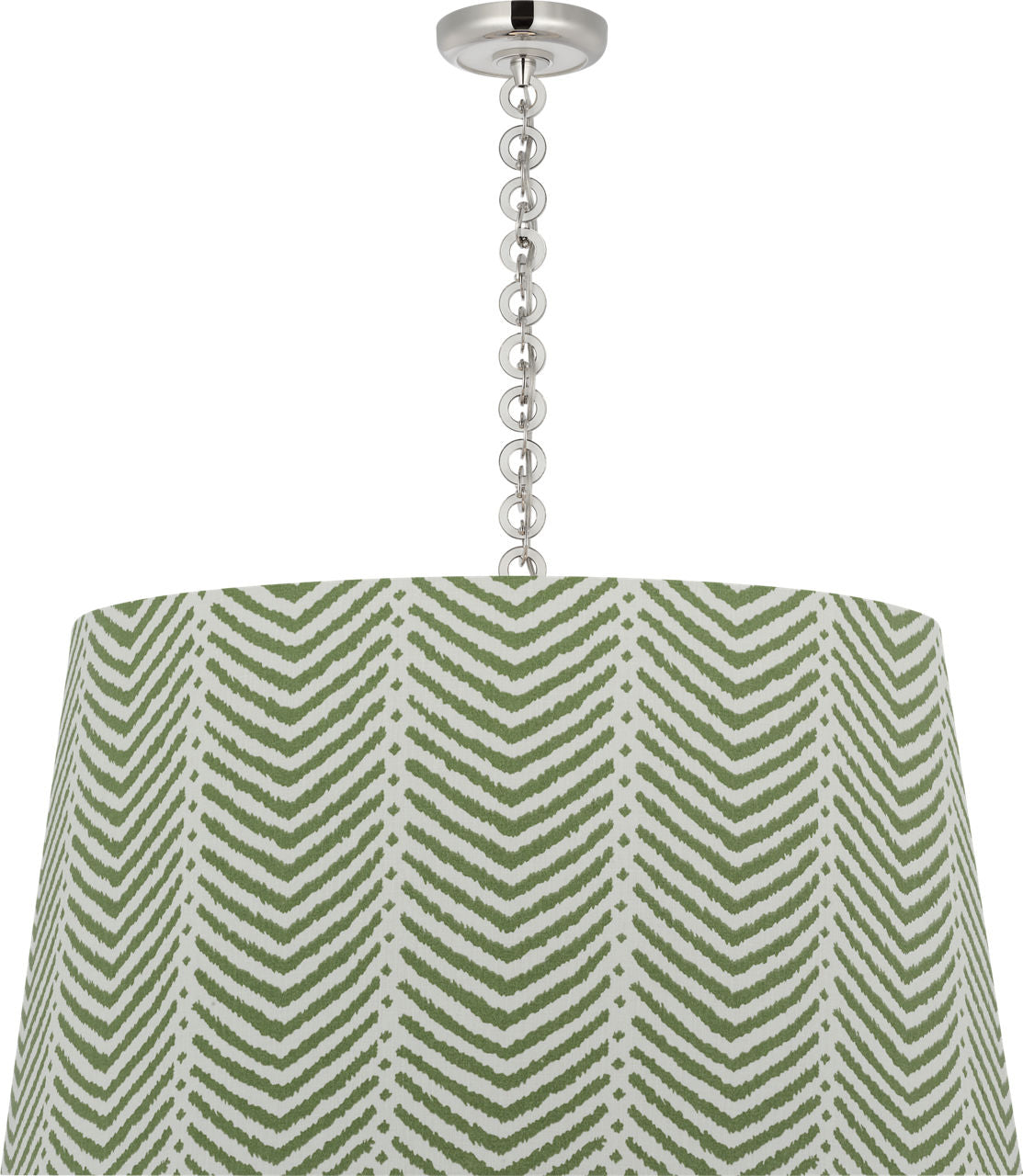 Evelyn 33" Hanging Shade | Polished Nickel and White Oak | Schumacher Verde La Jolla Shade