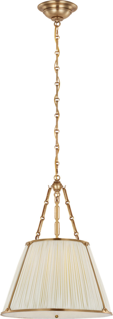 Allister 16" Hanging Shade | Hand-Rubbed Antique Brass | Silk Pleated Shade