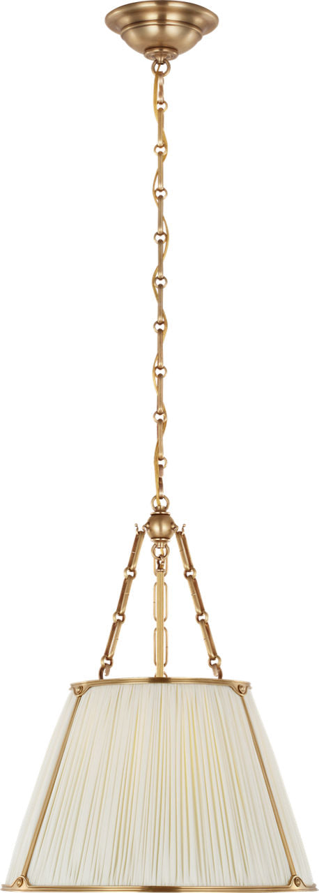 Allister 16" Hanging Shade | Hand-Rubbed Antique Brass | Silk Pleated Shade