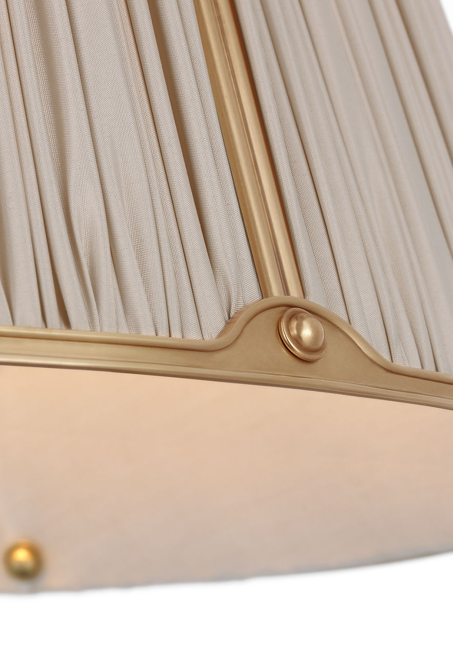 Allister 16" Hanging Shade | Hand-Rubbed Antique Brass | Champagne Silk Pleated Shade